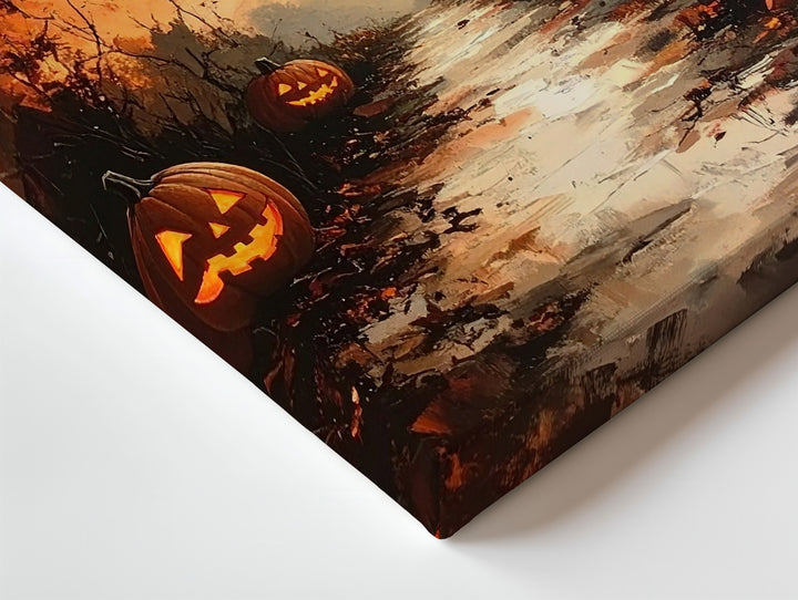 Cinematic Halloween Pathway Canvas – Glowing Jack-O'-Lanterns & Twisted Trees - Gifitto