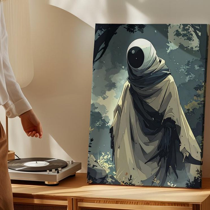 Ghostly Forest Watcher Canvas – Dark Fantasy Halloween Spirit Art - Gifitto