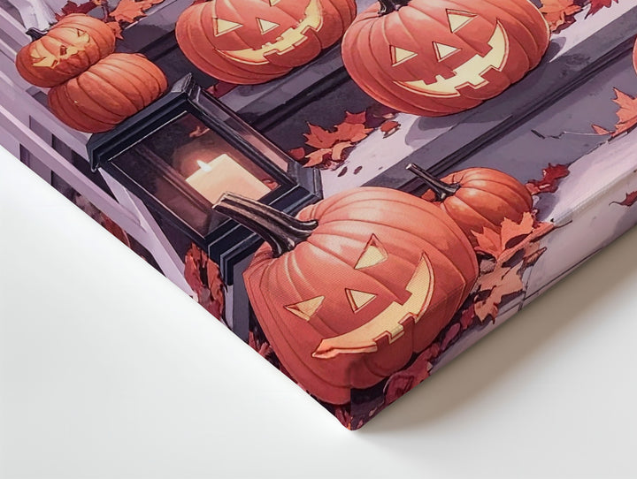 Whimsical Fall Porch Canvas – Jack-o’-Lanterns & Lantern Decor - Gifitto