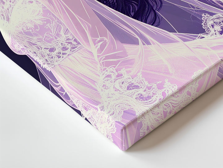 Ethereal Bride Ghost Canvas – Lace Veil & Spiritual Elegance Wall Art - Gifitto