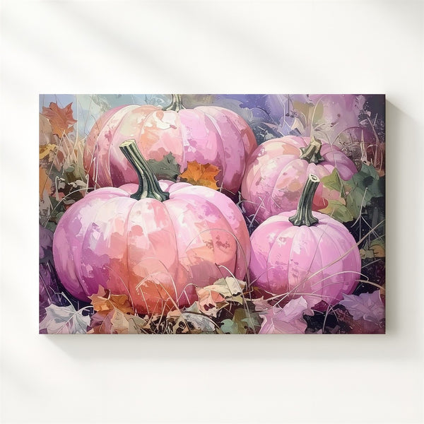 Blush Pumpkin Harvest Canvas – Romantic Fall Pastel Wall Art - Gifitto