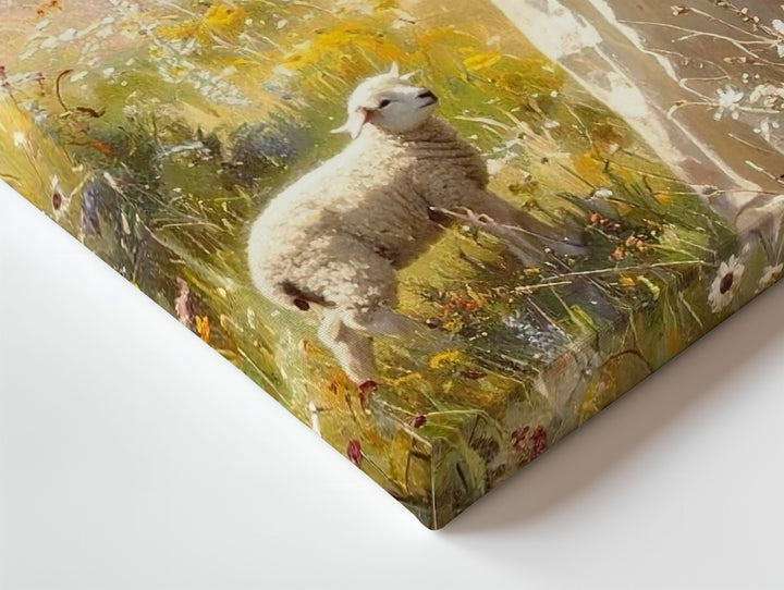 Jesus Holding Lamb Canvas – Gentle Shepherd in Sunlit Field Wall Art - Gifitto