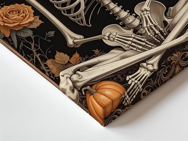 Meditating Skeleton Canvas – Gothic Floral Halloween Wall Art - Gifitto