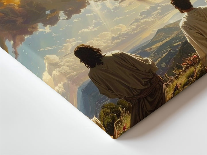 Ascension Glory Canvas – Jesus Rising in Golden Light with Apostles Below - Gifitto