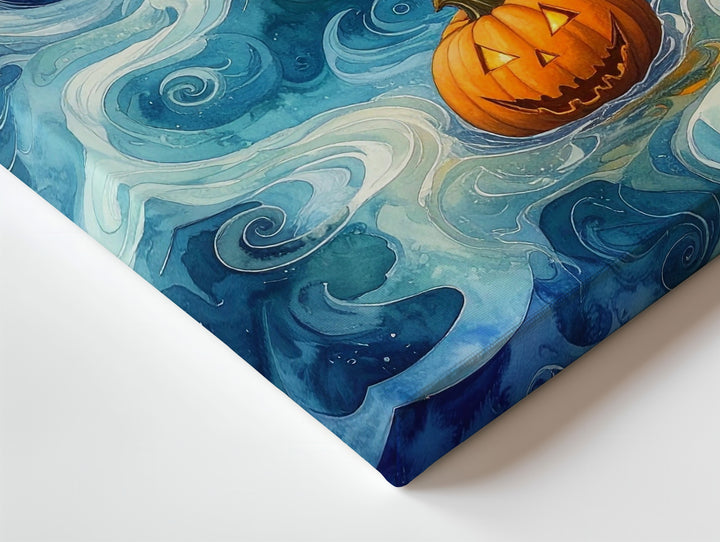 Moon & Pumpkin Spirits Canvas – Dreamlike Surreal Halloween Art - Gifitto