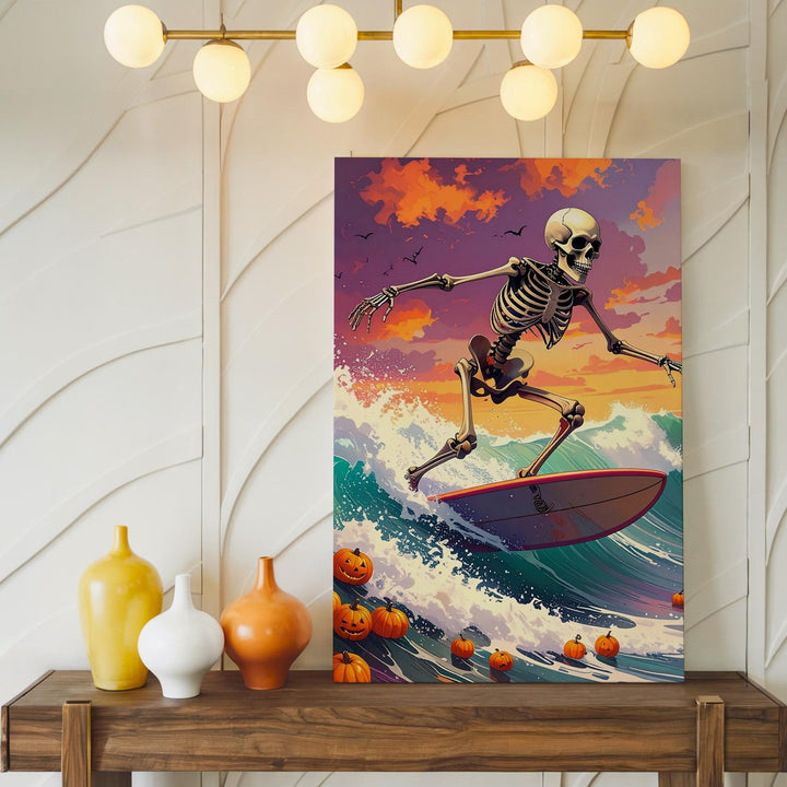 Stormy Skeleton Surf Canvas – Pumpkins & Extreme Halloween Art - Gifitto