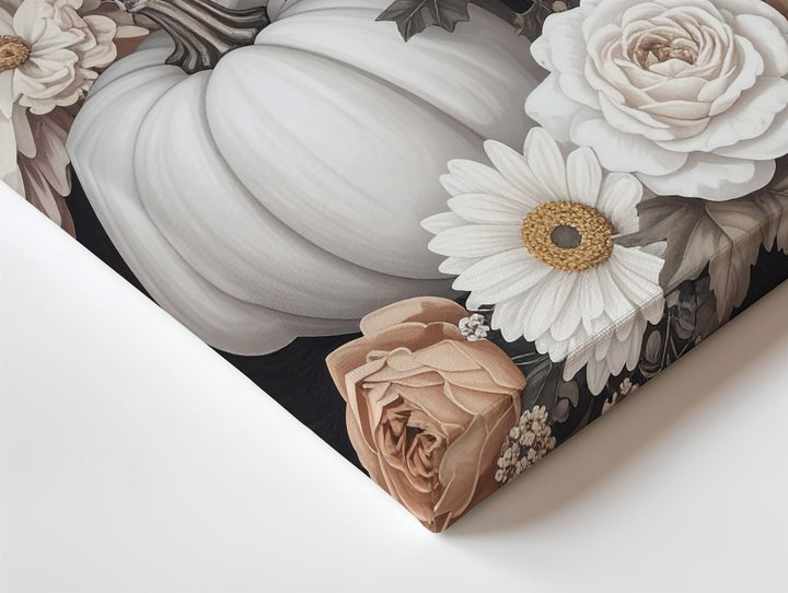 Elegant Pumpkin & Floral Bouquet Canvas – Vintage Autumn Still Life Art - Gifitto