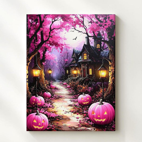 Lantern-Lit Forest Trail Canvas – Whimsical Halloween Fairy Tale Art - Gifitto