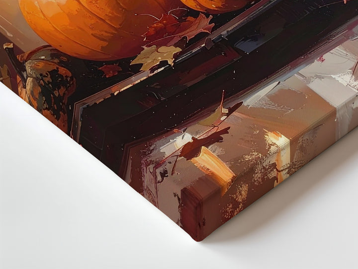 Rustic Autumn Centerpiece Canvas – White Candles, Pumpkins & Harvest Decor - Gifitto