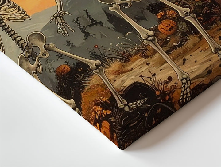 Dancing Skeleton Mischief Canvas – Whimsical Halloween Forest Party Art - Gifitto
