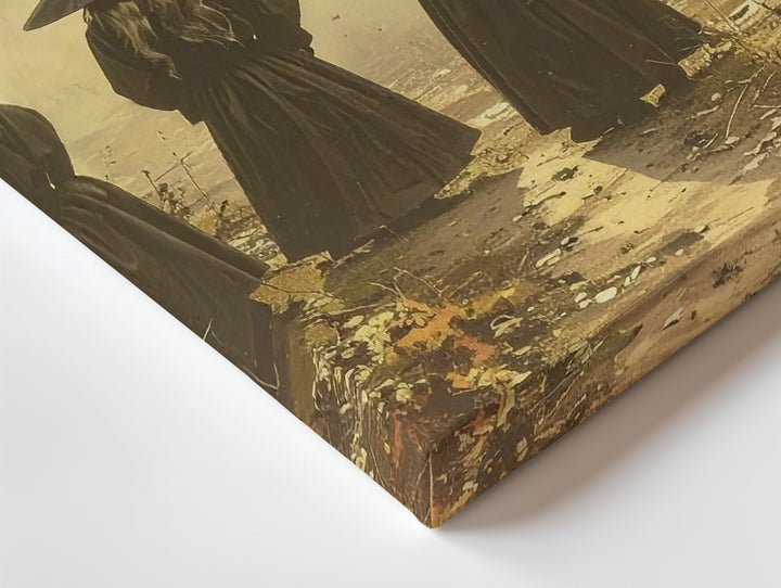 Circle of Witches Canvas – Sepia Forest Ritual Scene with Mystical Unity - Gifitto