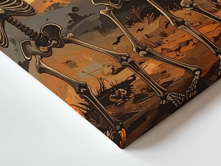 Dancing Skeletons Halloween Canvas – Vintage Spooky Celebration Wall Art - Gifitto