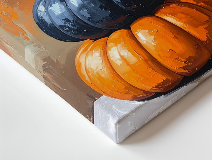 Stacked Autumn Pumpkins Canvas – Rustic Fall Harvest Wall Art - Gifitto