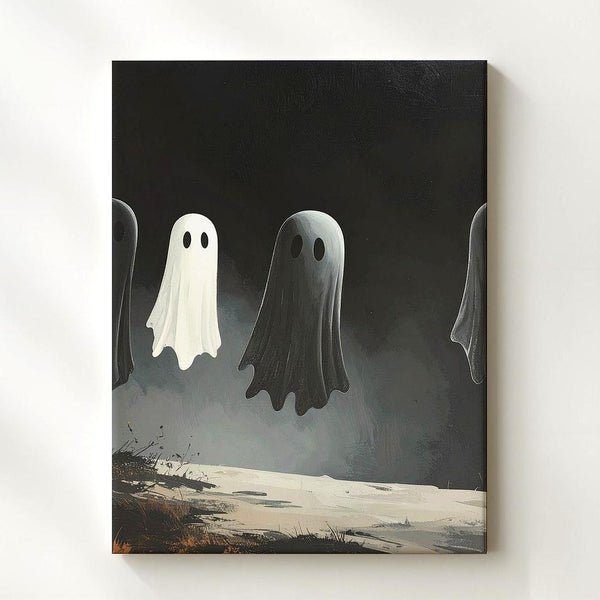 Playful Ghost Quartet Canvas – Cute Cartoon Halloween Wall Art - Gifitto