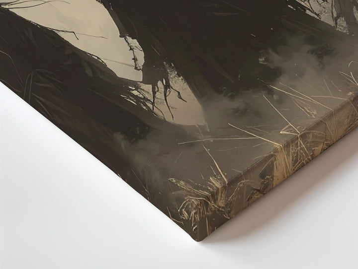 Coven of Four Witches Canvas – Misty Silhouette Ritual Wall Art - Gifitto