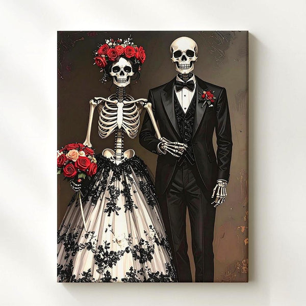 Gothic Skeleton Wedding Canvas – Eternal Love & Halloween Bridal Portrait - Gifitto