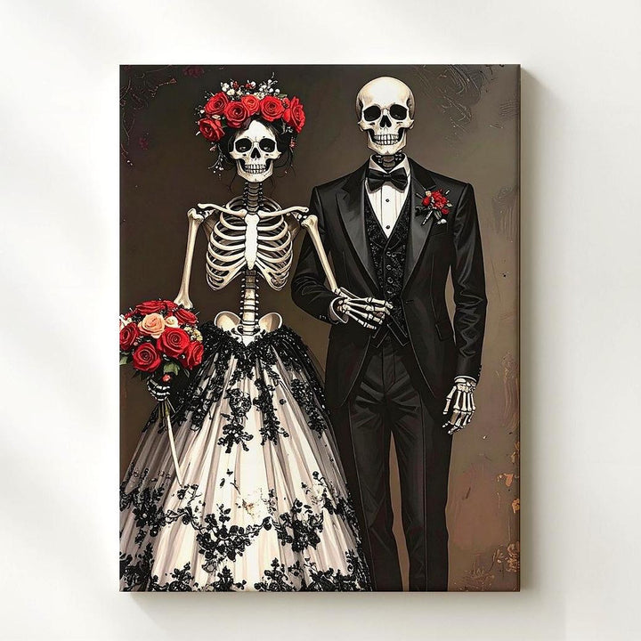Gothic Skeleton Wedding Canvas – Eternal Love & Halloween Bridal Portrait - Gifitto