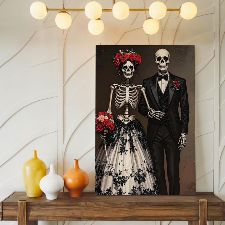 Gothic Skeleton Wedding Canvas – Eternal Love & Halloween Bridal Portrait - Gifitto