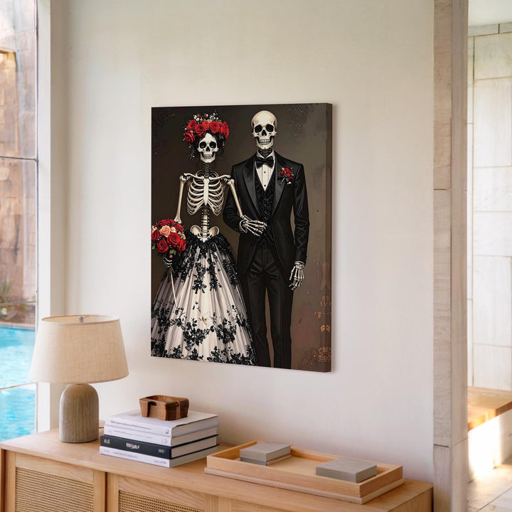 Gothic Skeleton Wedding Canvas – Eternal Love & Halloween Bridal Portrait - Gifitto