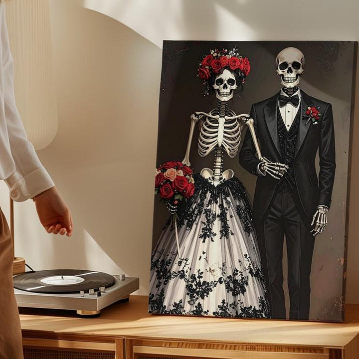 Gothic Skeleton Wedding Canvas – Eternal Love & Halloween Bridal Portrait - Gifitto