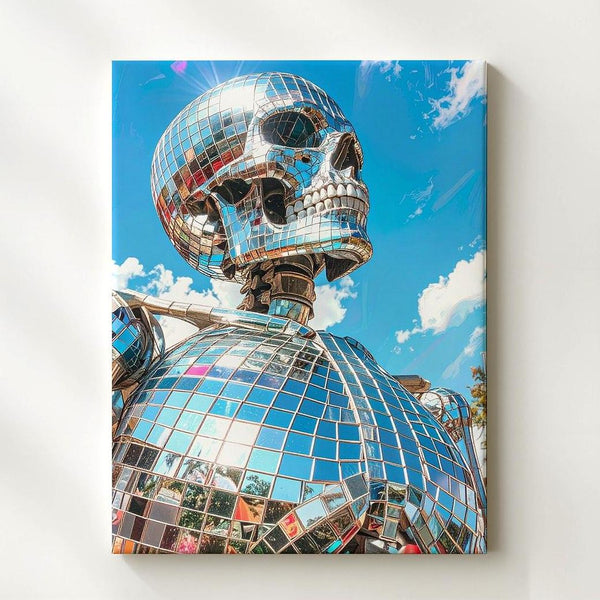Mirror Skeleton Canvas – Surreal Disco Skeleton in Daylight Wall Art - Gifitto
