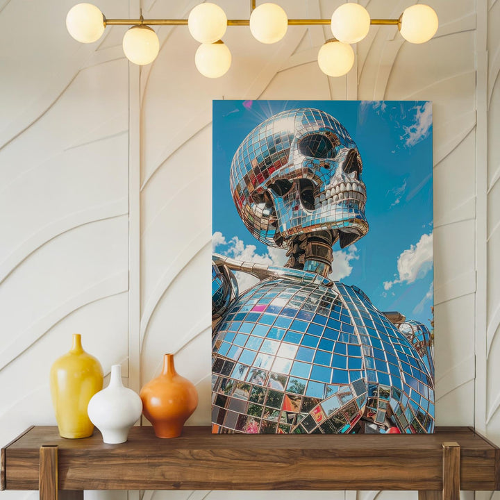 Mirror Skeleton Canvas – Surreal Disco Skeleton in Daylight Wall Art - Gifitto