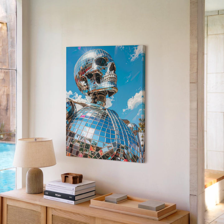 Mirror Skeleton Canvas – Surreal Disco Skeleton in Daylight Wall Art - Gifitto
