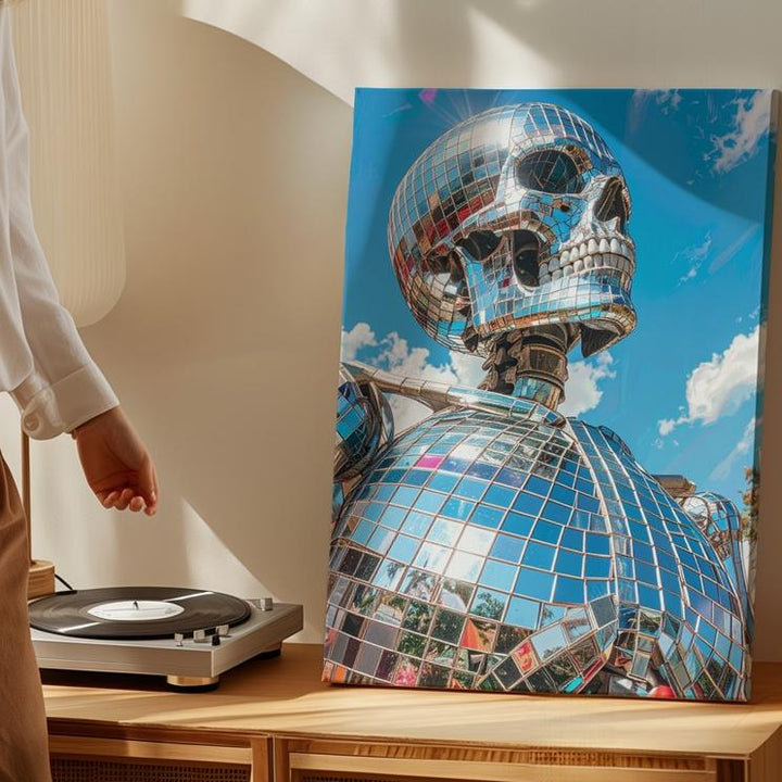 Mirror Skeleton Canvas – Surreal Disco Skeleton in Daylight Wall Art - Gifitto