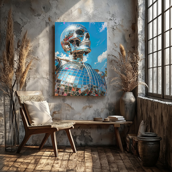 Mirror Skeleton Canvas – Surreal Disco Skeleton in Daylight Wall Art - Gifitto