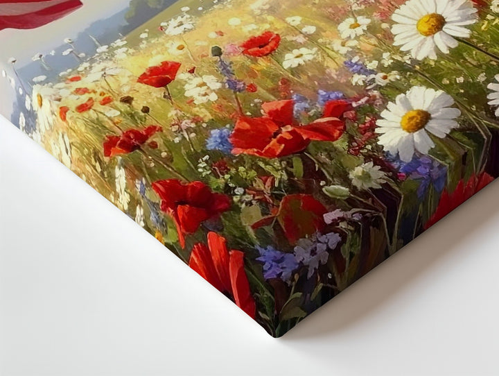 Watercolor Flag & Wildflowers Canvas – Patriotic Floral Harmony Wall Art - Gifitto