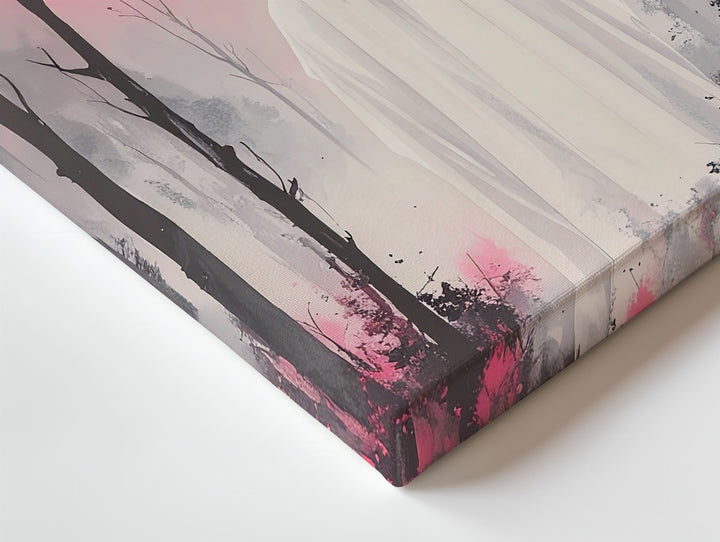 Silent Ghost & Pink Moon Canvas – Poetic Halloween Forest Wall Art - Gifitto