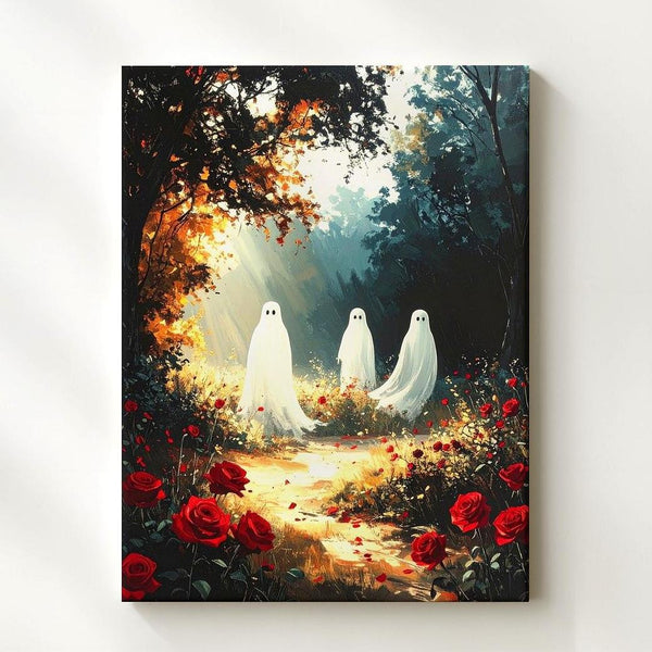 Golden Glade Ghosts Canvas – Enchanted Autumn Forest Wall Art - Gifitto