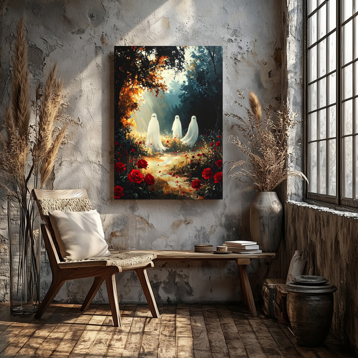 Golden Glade Ghosts Canvas – Enchanted Autumn Forest Wall Art - Gifitto