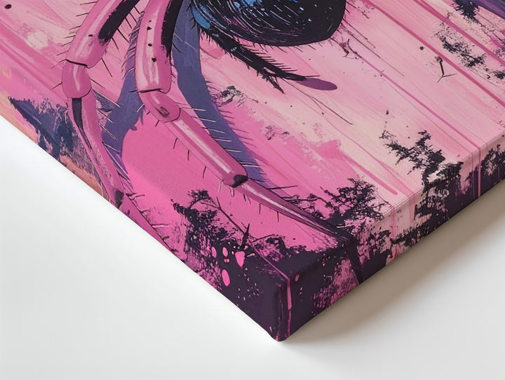 Giant Spider Web Canvas – Neon Horror Comic Halloween Wall Art - Gifitto