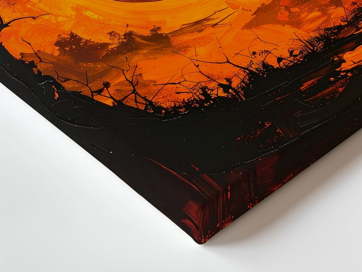 Floating Jack-O’-Lantern Canvas – Fiery Grunge Halloween Horror Art - Gifitto