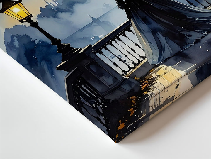 Gothic Moonlit Bridge Canvas – Romantic Halloween Silhouette & Castle Scene - Gifitto