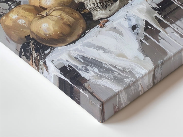 Gothic Skull & Candle Still Life Canvas – Elegant Baroque Halloween Wall Art - Gifitto