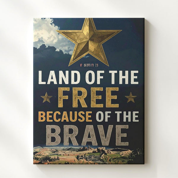 Land of the Free Canvas – Minimalist Patriotic Tribute with Gold Star - Gifitto