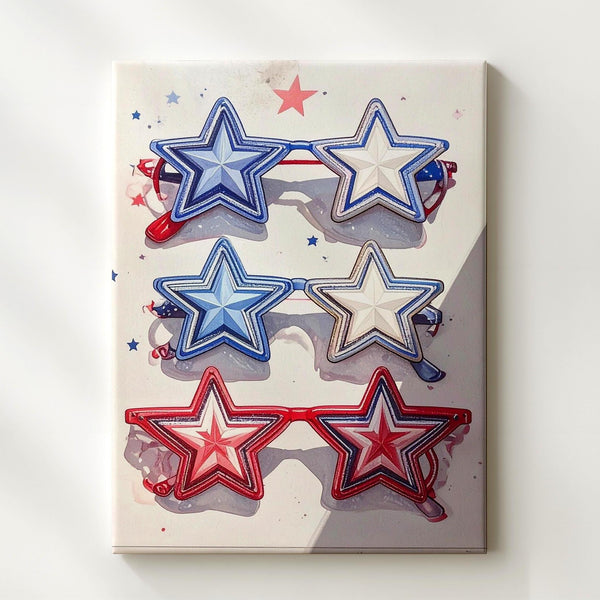 Star Sunglasses Canvas – Playful Patriotic 4th of July Wall Art - Gifitto