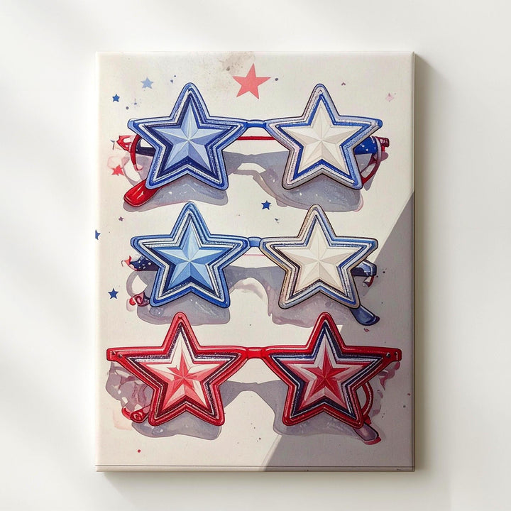 Star Sunglasses Canvas – Playful Patriotic 4th of July Wall Art - Gifitto