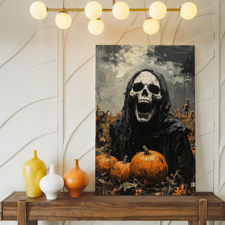 Screaming Reaper Canvas – Gothic Horror Halloween Expressionist Art - Gifitto