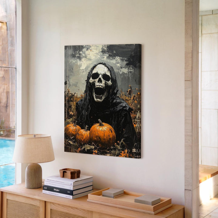 Screaming Reaper Canvas – Gothic Horror Halloween Expressionist Art - Gifitto