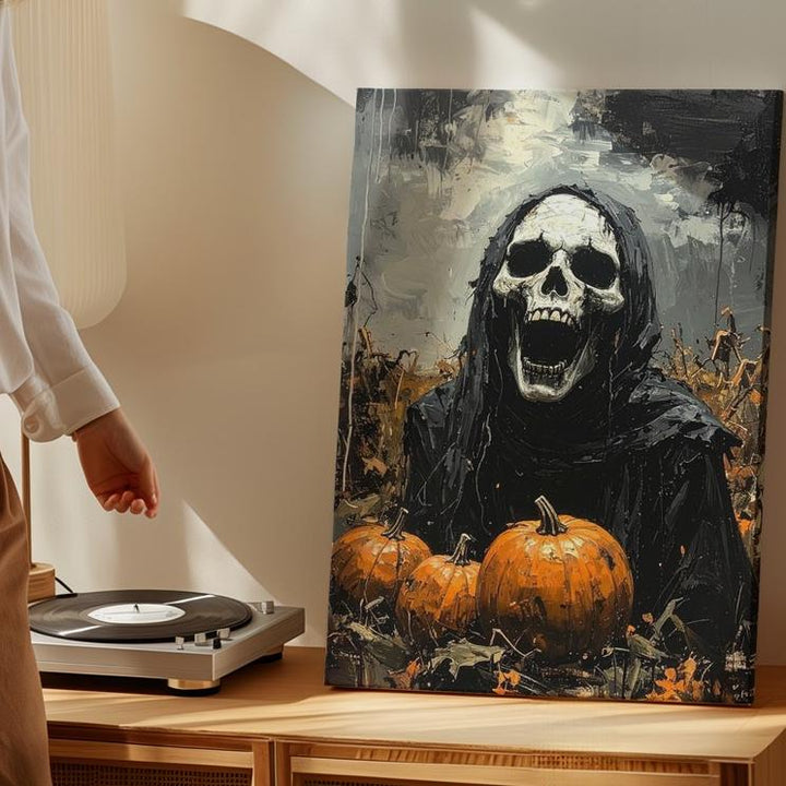 Screaming Reaper Canvas – Gothic Horror Halloween Expressionist Art - Gifitto