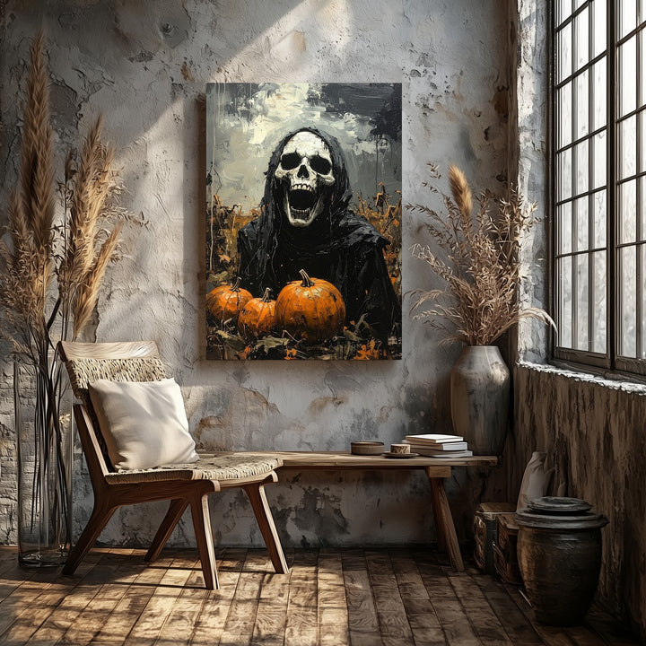 Screaming Reaper Canvas – Gothic Horror Halloween Expressionist Art - Gifitto