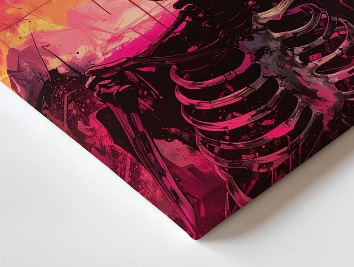 Bold Grinning Skeleton Canvas – Cartoon Horror Halloween Art - Gifitto