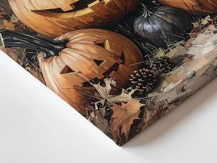 Whimsical Pumpkin Gathering Canvas – Autumn Forest Halloween Wall Art - Gifitto