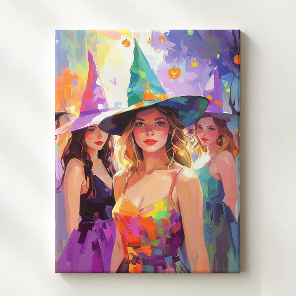 Twilight Witches Gathering Canvas – Painterly Halloween Celebration Art - Gifitto