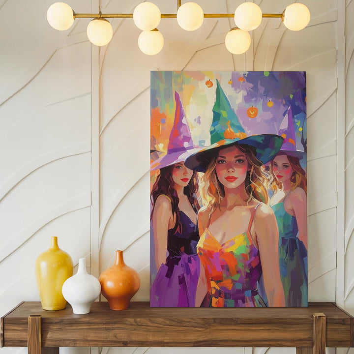 Twilight Witches Gathering Canvas – Painterly Halloween Celebration Art - Gifitto