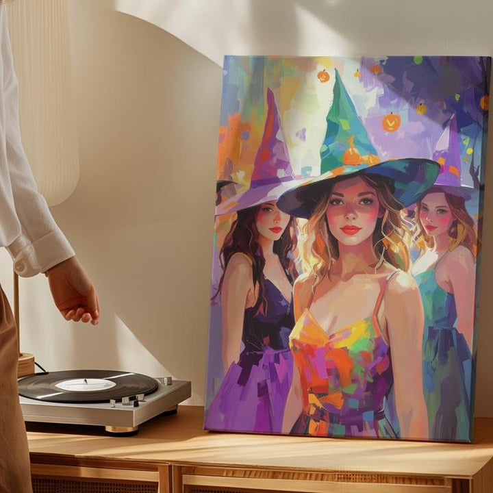 Twilight Witches Gathering Canvas – Painterly Halloween Celebration Art - Gifitto