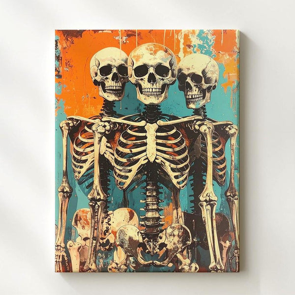 Grunge Skeleton Crew Canvas – Playful Undead Pop Art Halloween Wall Art - Gifitto